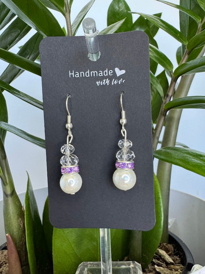 Clear and Pearl Drop Earrings