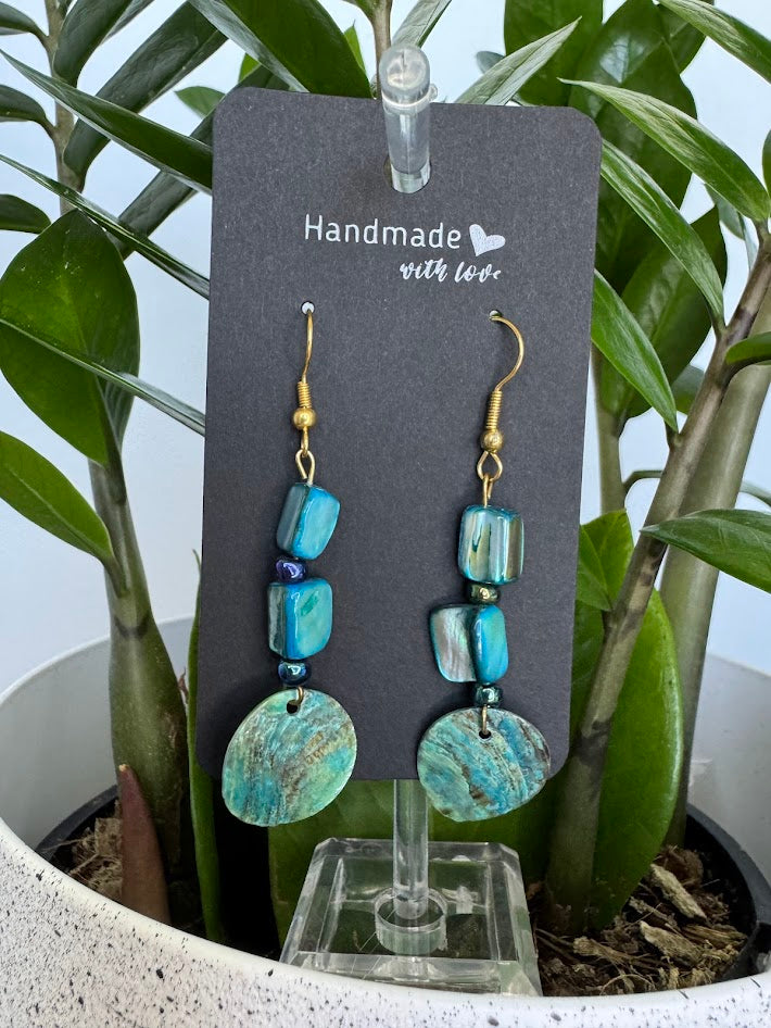 Turquoise Abalone Shell Earrings