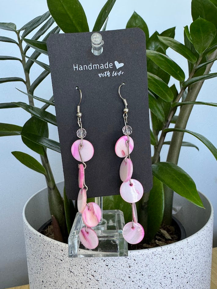 Pink Abalone Shell Earrings.