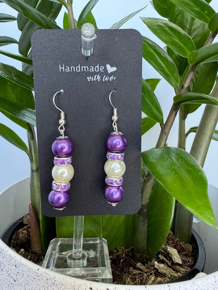 Purple Pearl Drop Earrings