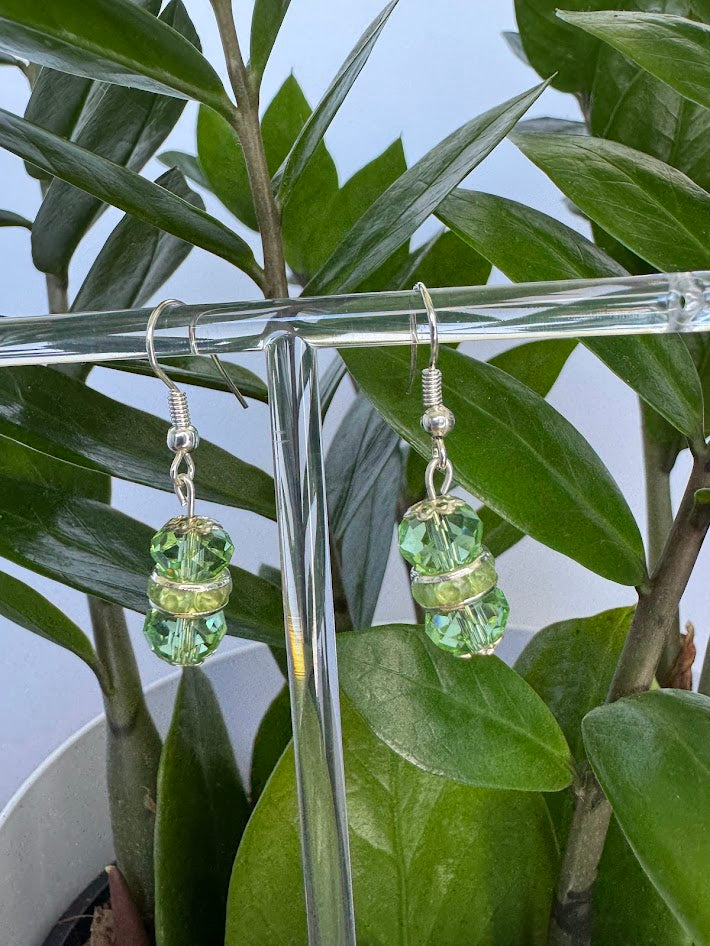 Green Glass Bead Earrings