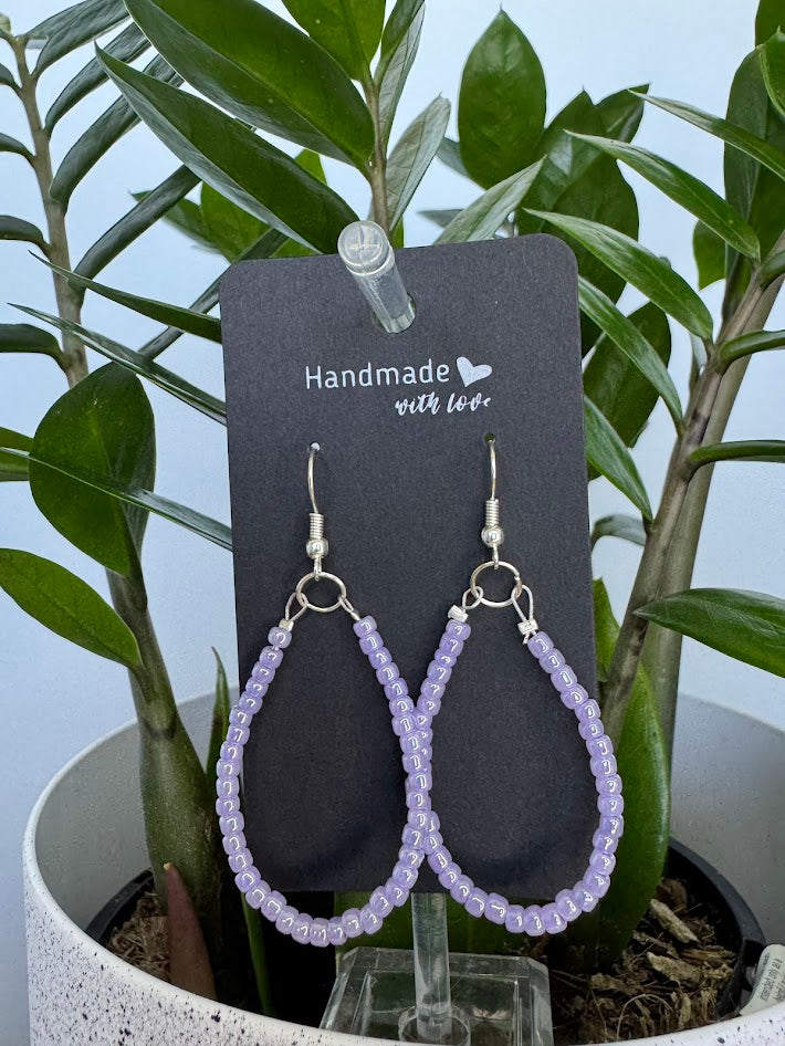 Purple Seed Bead Oval Hoop