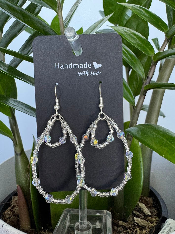 Silver Lined Clear Double Oval Hoop