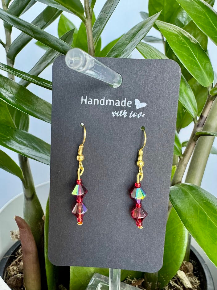 Red Bicone Earrings