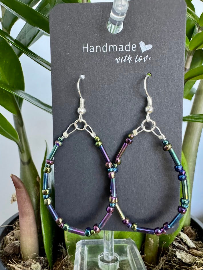 Aurora Borealis Oval Hoops