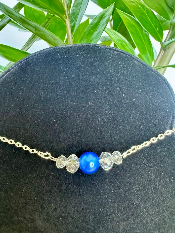Navy Blue Pearl Necklace