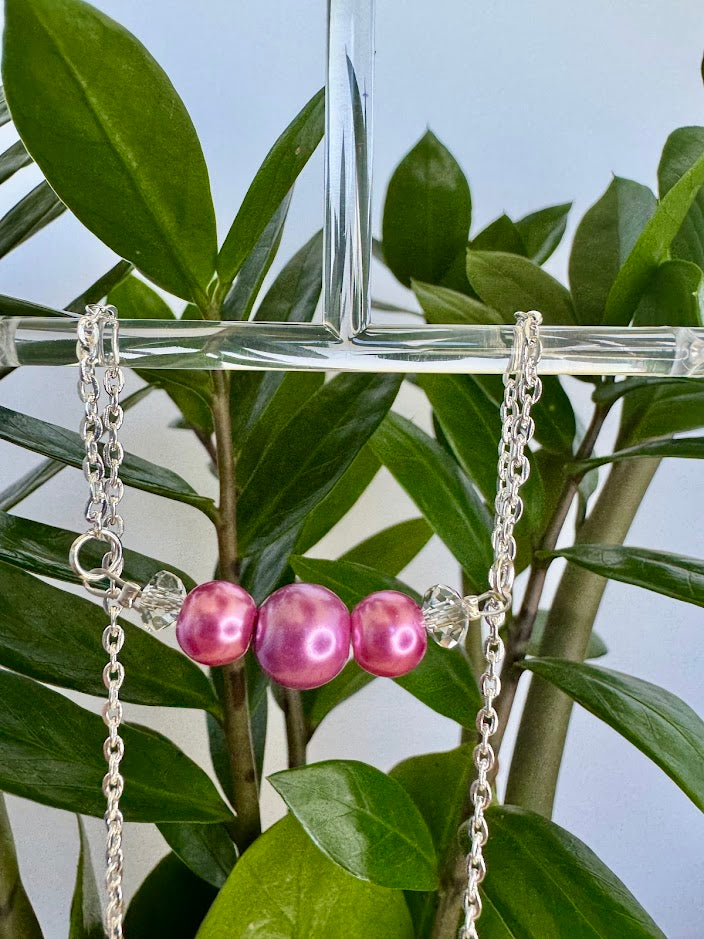 Pink Triple Pearl Necklace