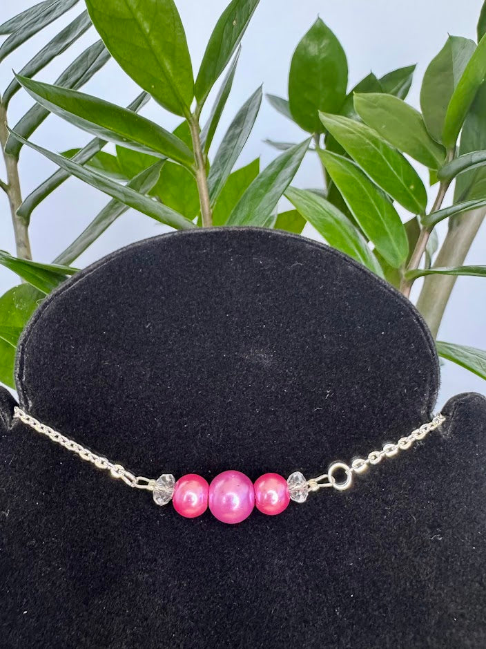 Pink Triple Pearl Necklace
