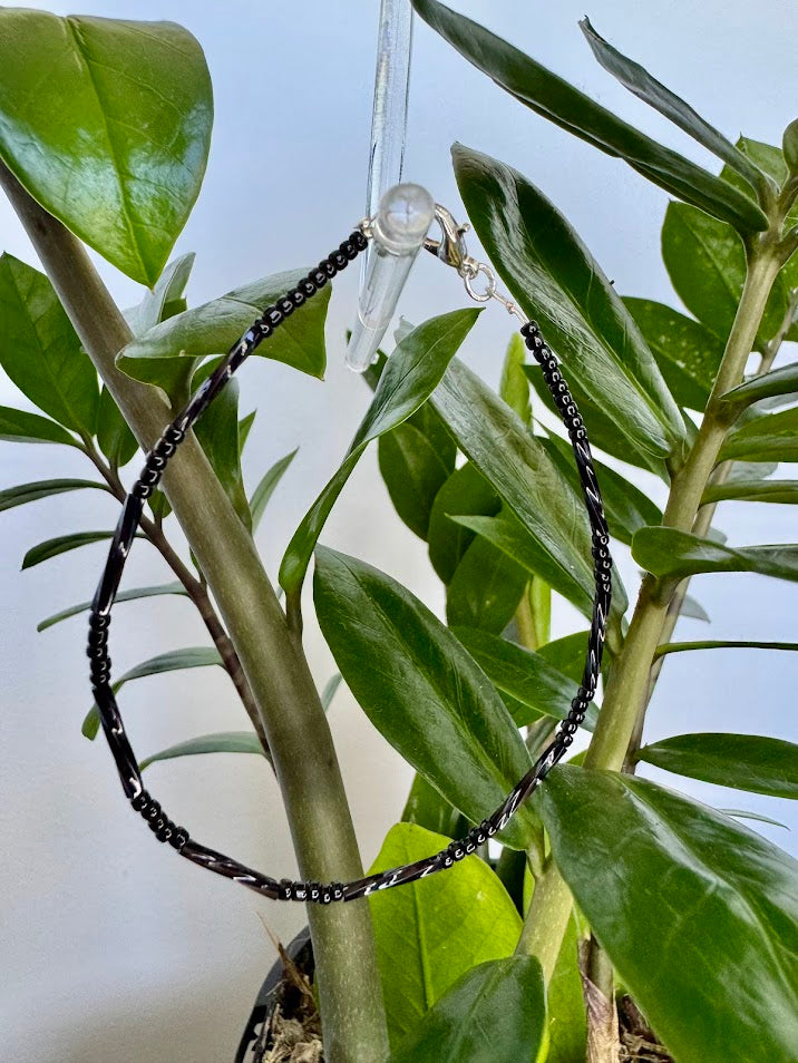 Black Bugle and seed bead bracelet