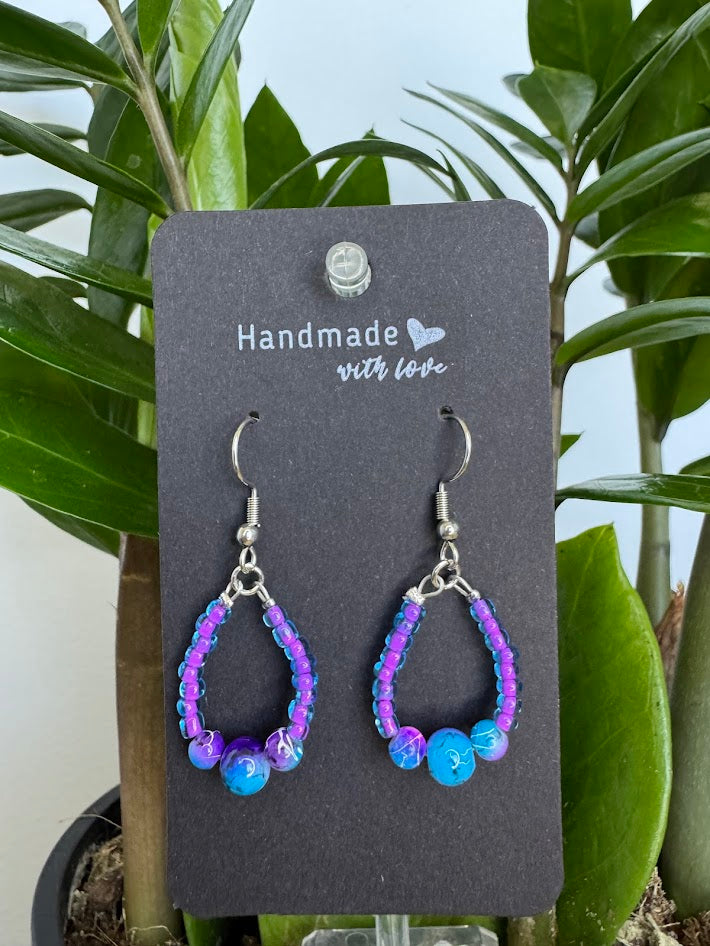 Purple and Blue Marble Earrings