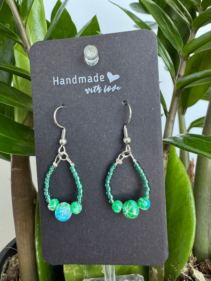 Green and Blue Marble Earrings