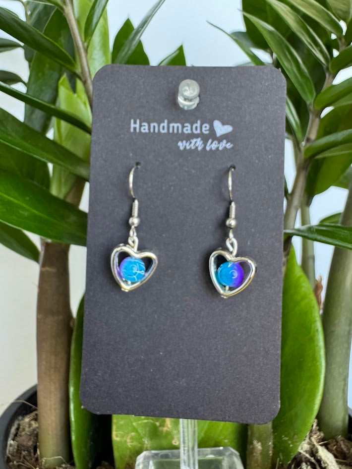 Purple/Blue Heart Earrings