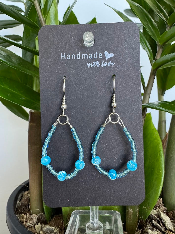 Blue Marble Earrings