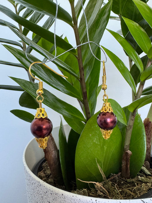 Gold and Burgundy Glass Bead Set