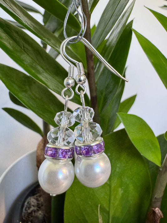 Clear and Pearl Drop Earrings