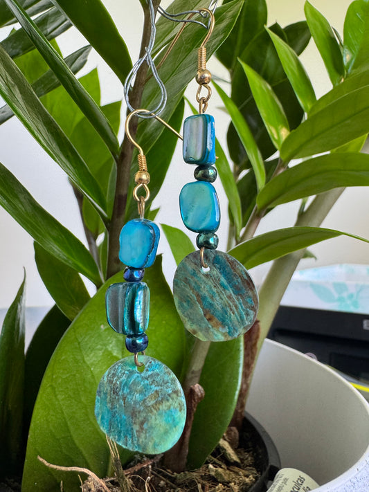Turquoise Abalone Shell Earrings