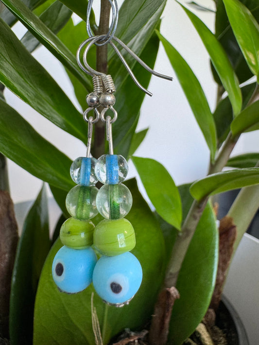 Blue and Green Drop Earrings