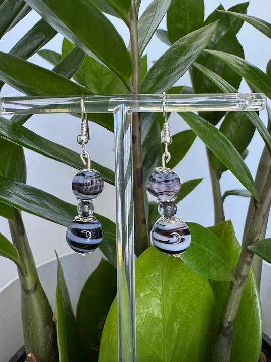 Black and White Ripple Earrings