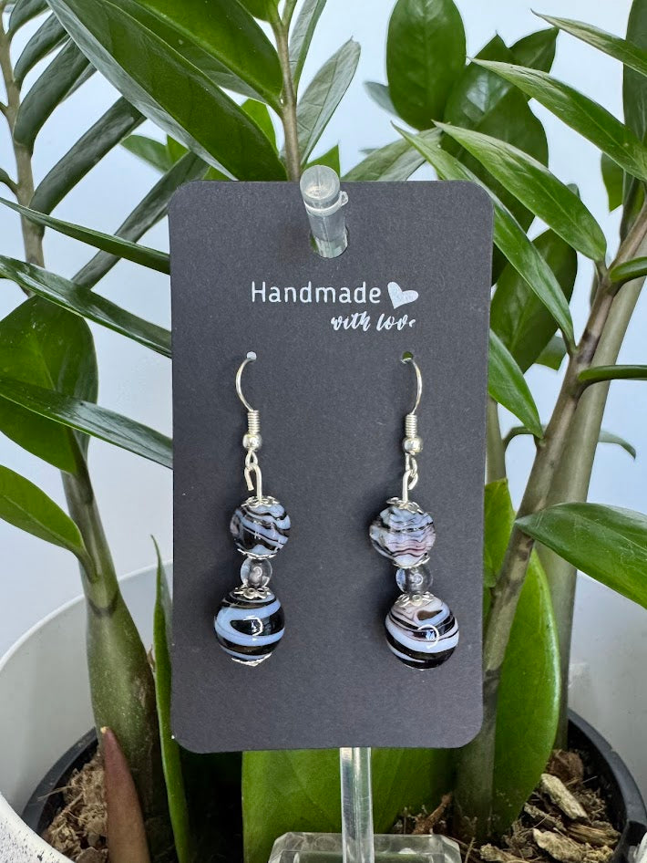 Black and White Ripple Earrings