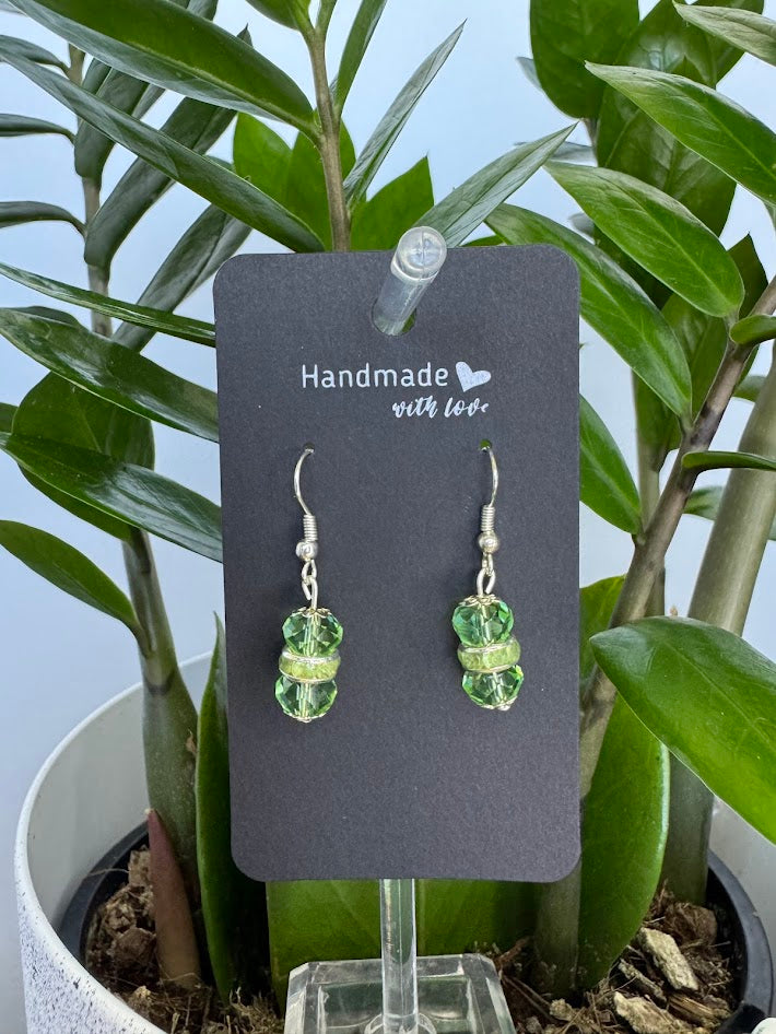 Green Glass Bead Earrings
