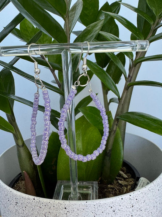 Purple Seed Bead Oval Hoop
