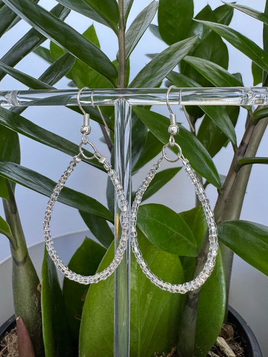 Silver Lined Clear Seed Bead Oval Hoop