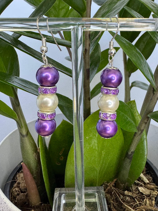 Purple Pearl Drop Earrings