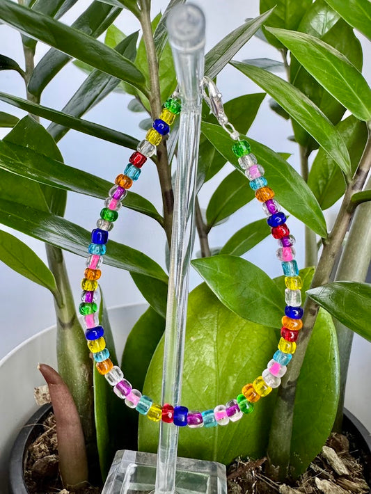 Rainbow Jelly Seed Bead Bracelet