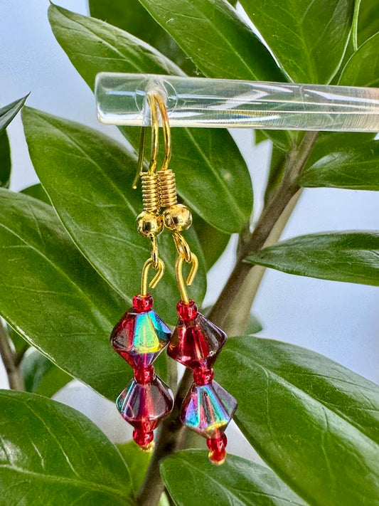 Red Bicone Earrings