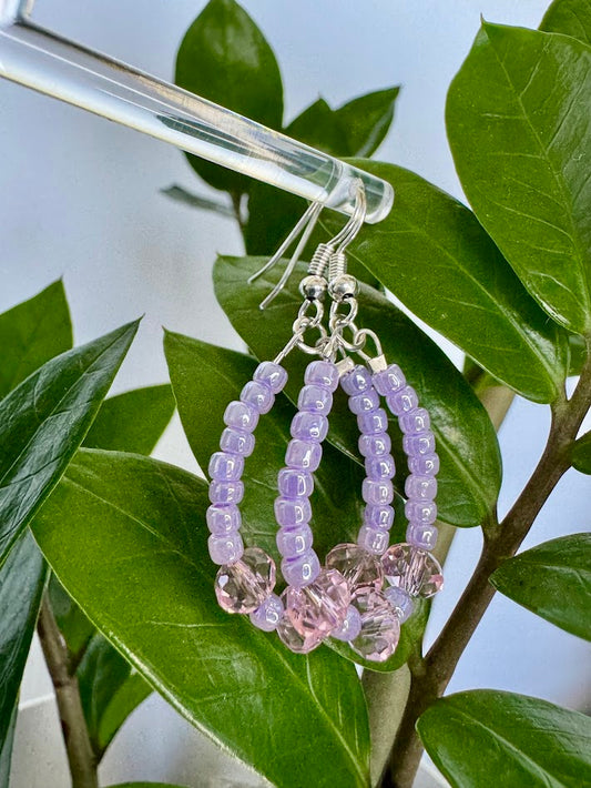 Pink and Purple Oval Hoop Earrings