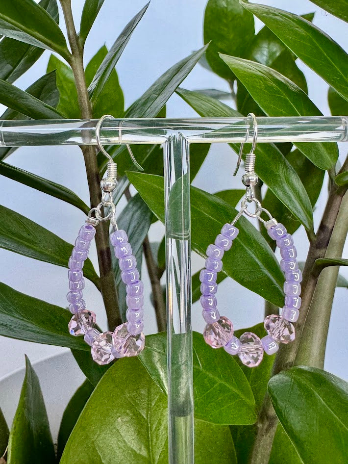 Pink and Purple Oval Hoop Earrings