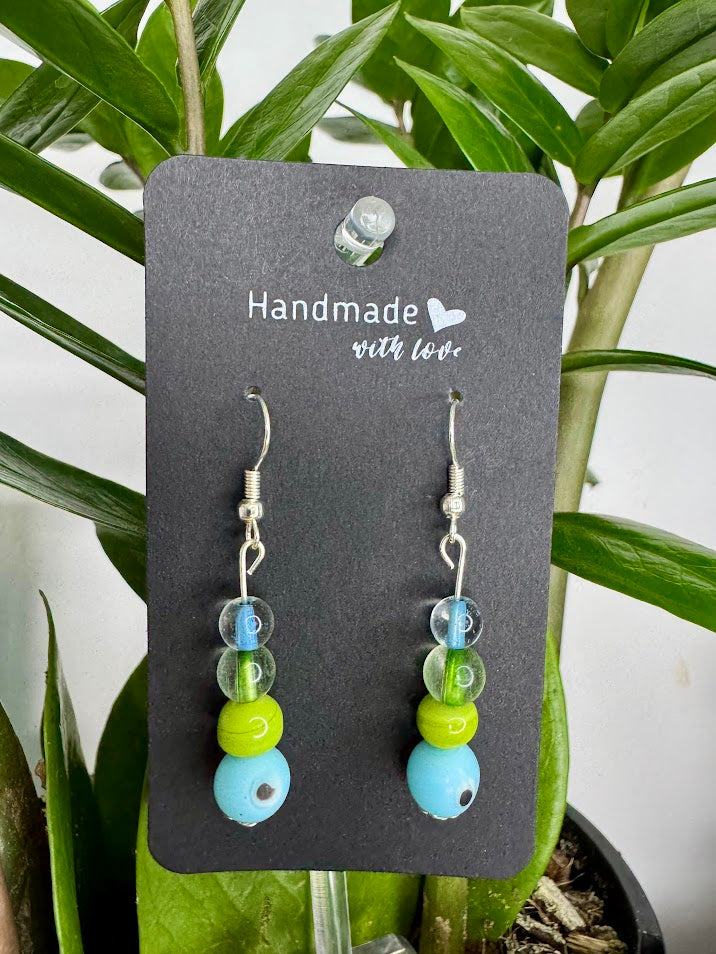 Blue and Green Drop Earrings
