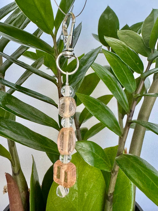 Clear and Peach Keychain