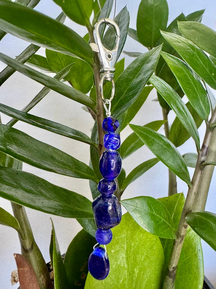 Navy Blear Teardrop Keychain