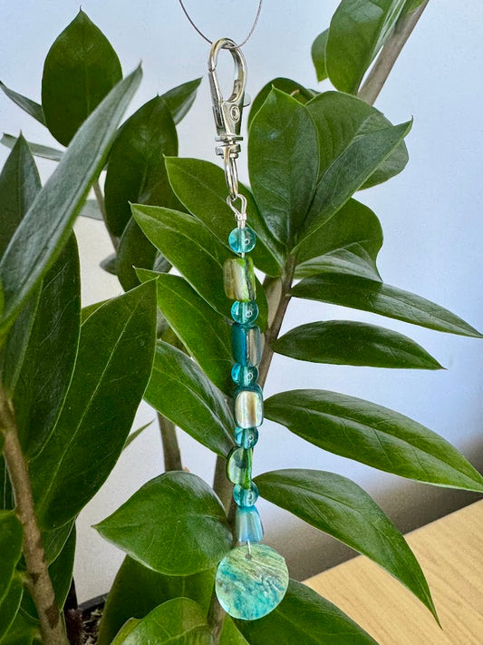 Green Abalone Shell Keychain