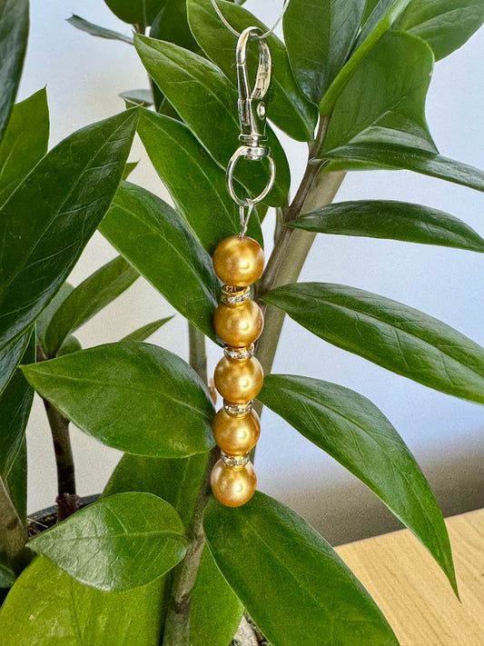 Gold Pearl Keychain