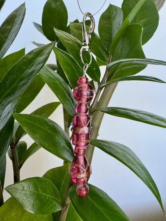 Purple, Gold and White Keychain