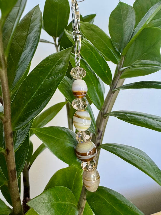 Brown and White Keychain