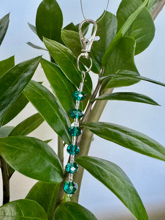 Aqua and Clear bead Keychain