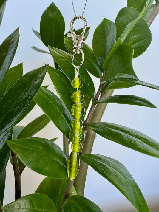 Green Glass Bead Keychain
