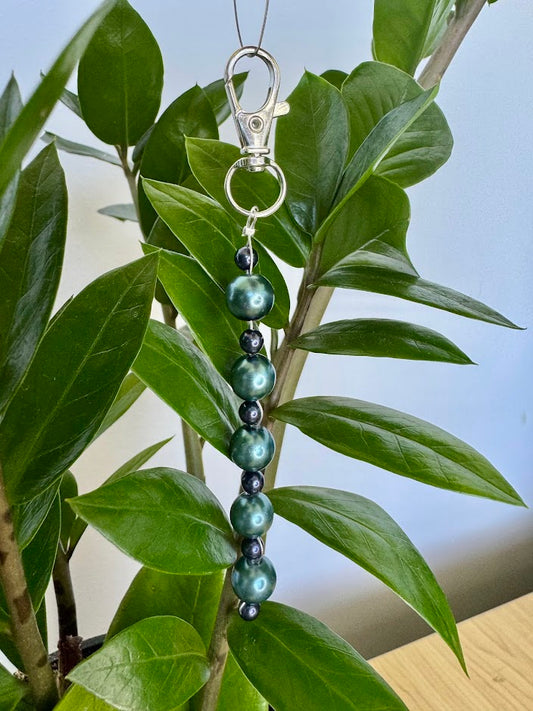 Dark Green Pearl Keychain