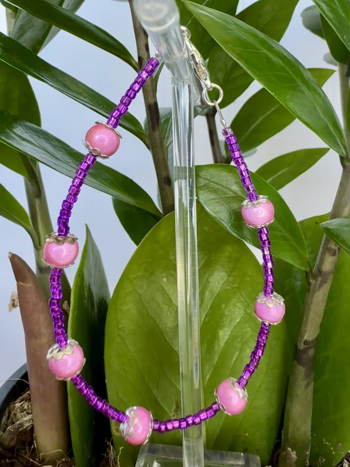 Pink and Purple Seed Bead Bracelet