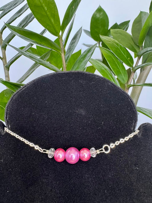 Pink Triple Pearl Necklace