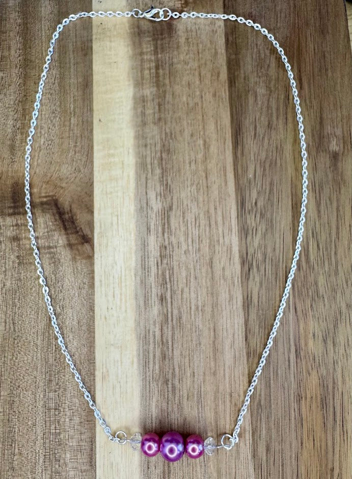 Pink Triple Pearl Necklace