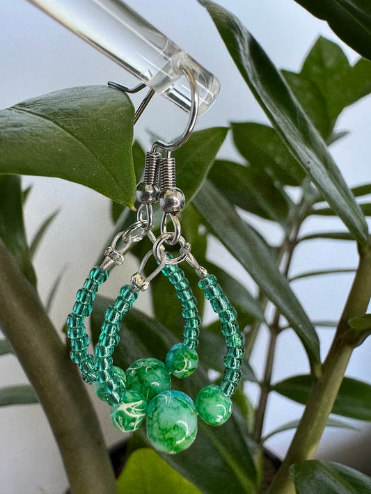 Green and Blue Marble Earrings