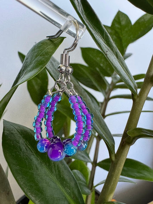 Purple and Blue Marble Earrings