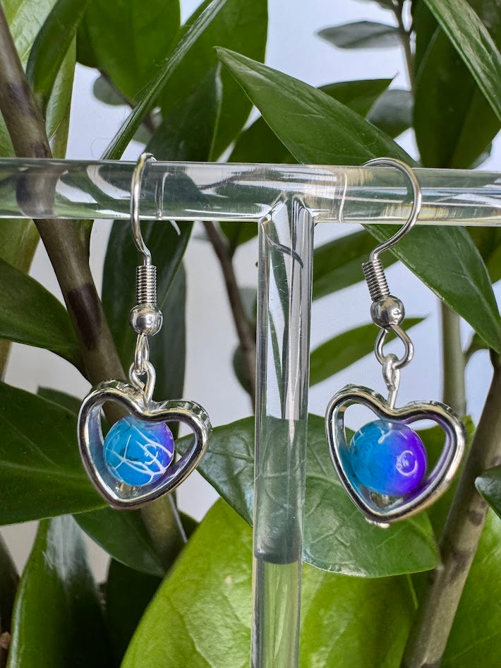 Purple/Blue Heart Earrings