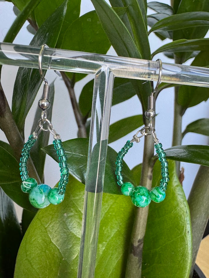 Green and Blue Marble Earrings